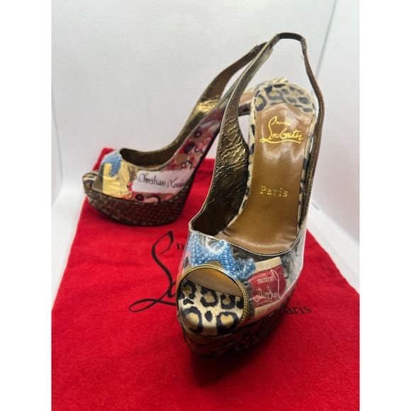 Christian Louboutin Winter Euro Trash Heels 150 PVC/Suede Leopard EU 37.5 7.5 - Picture 3 of 14